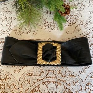 Women’s Black Four Inch Wide Genuine Leather Belt